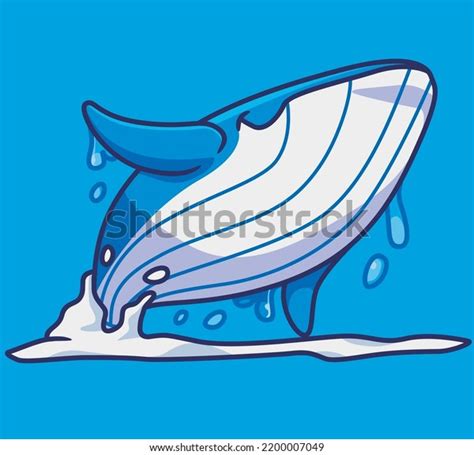 Cute Blue Whale Jumping Behind Isolated Stock Vector (Royalty Free ...