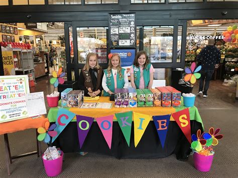 Cookie booth ideas. We made the banner from felt. | Girl scouts, Scout, Donate