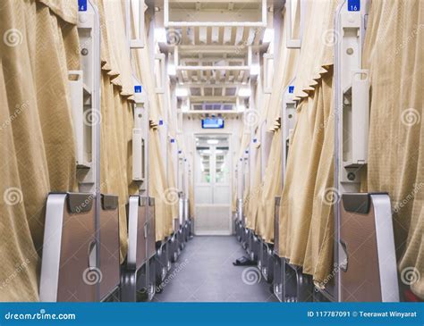 Sleeper Train Compartment Bunk Bed with Curtain Stock Image - Image of ...