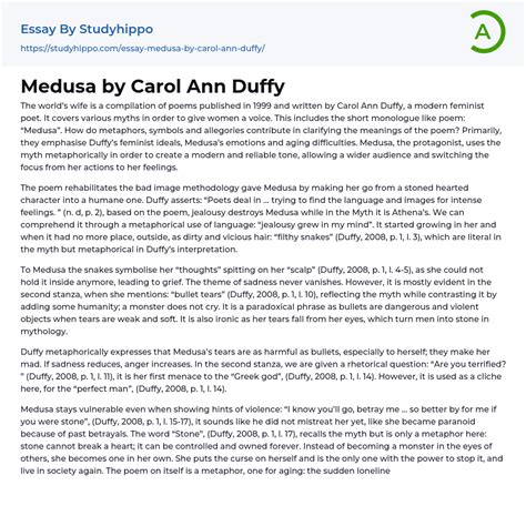 “Medusa” by Carol Ann Duffy Essay Example | StudyHippo.com