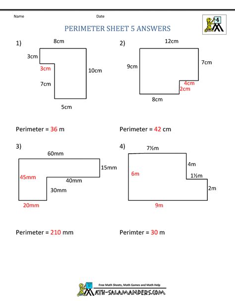 Perimeter Area And Volume Worksheets Grade 6