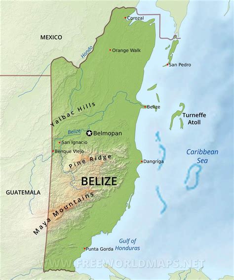 Belize Physical Map