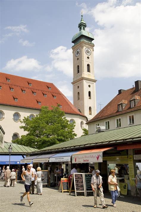 Viktualienmarkt, Munich editorial photography. Image of cathedral - 152823327