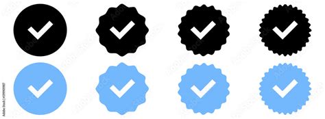 Social media verification icons hand drawn vector illustration set verified badge icon blue tick ...