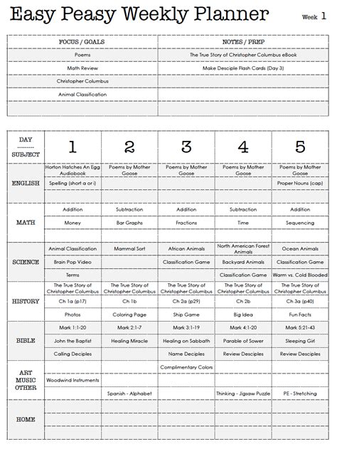 Easy Peasy Weekly Planner in 2024 | Homeschool lesson plans, Homeschool ...