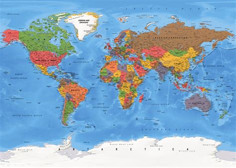 Map of Detailed political world map ǀ Maps of all cities and countries for your wall | Abposters.com