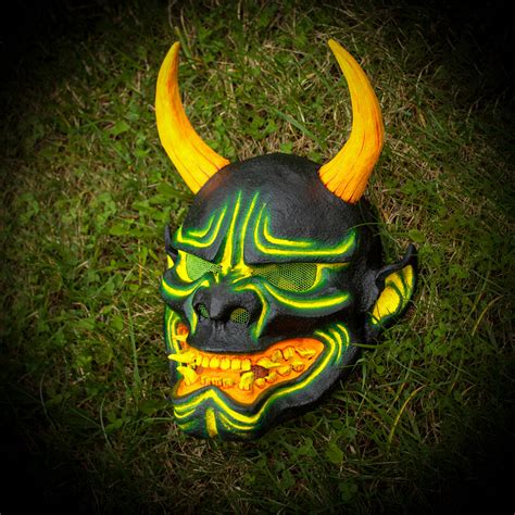 Oni anime full Face mask Samurai cosplay Ghoul Demon Hannya | Etsy