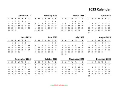 Yearly Calendar 2023 | Free Download and Print