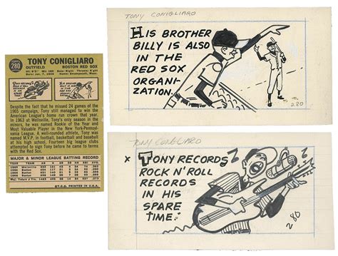 1967 Topps Original Art For Tony Conigliaro Card (2)