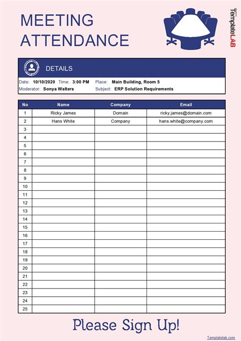 Attendance Form Printable - Printable Forms Free Online