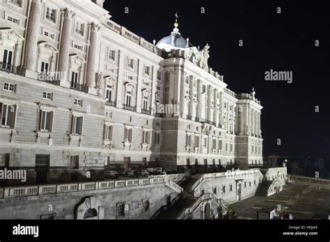 Royal Palace at night, Madrid, Spain Stock Photo - Alamy