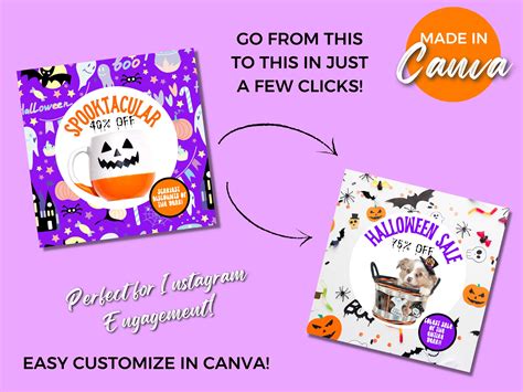 Halloween Instagram Templates Halloween Canva Templates - Etsy