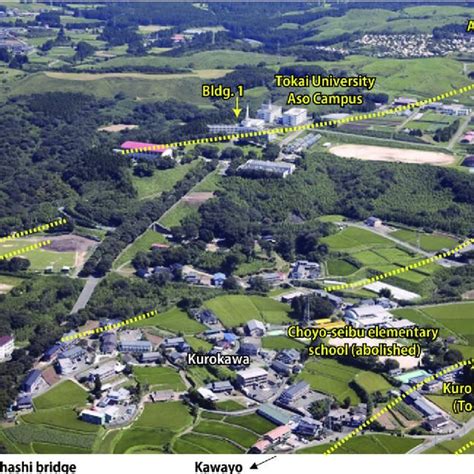 Aerial photo of the Aso campus of Tokai University, which is used in... | Download Scientific ...