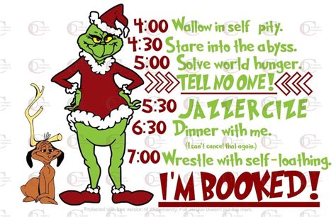 Grinch Schedule Christmas PNG JPG Sublimation Download | Etsy