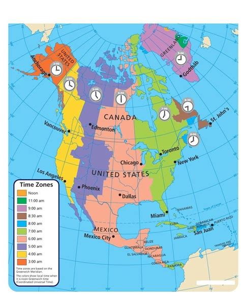 Time Zone Map, World Time Zones, North America Continent, North America Map, Us Map With Cities ...