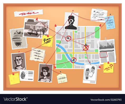 Detective board cops crime investigation plan Vector Image