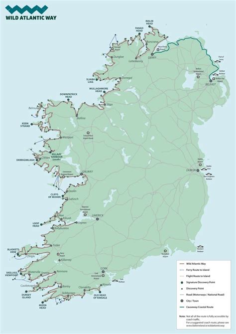 Map of the Wild Atlantic Way and Causeway Costal Route