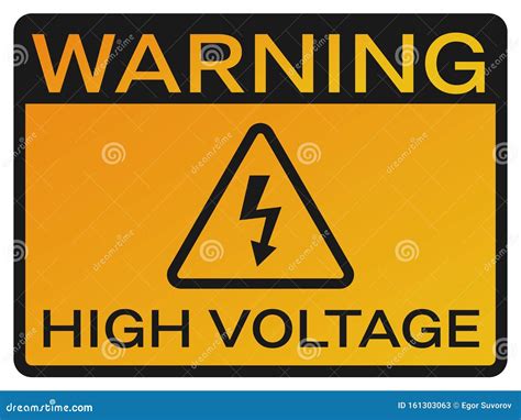 High Voltage Sign. Yellow Symbol With Warning Text. Danger Pictogram With Black Border. Yellow ...