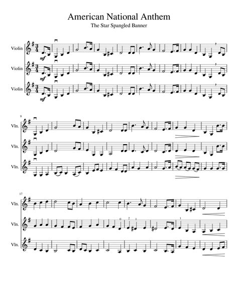 USA National Anthem Sheet music for Violin | Download free in PDF or MIDI | Musescore.com