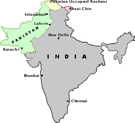 Map of India Pakistan, India Pakistan Map, LOC of Pakistan India, line of control on Indo-Pak ...