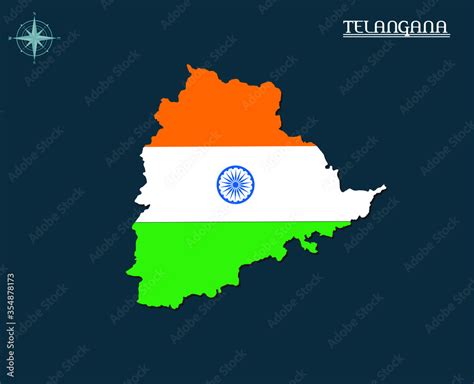 Modern map of TELANGANA with india flag, india state map TELANGANA, indian state infographics ...