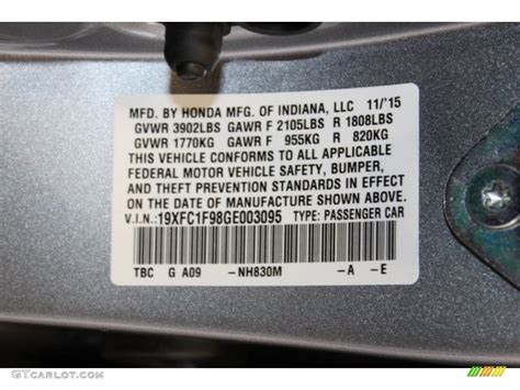 2016 Honda Civic Touring Sedan Color Code Photos | GTCarLot.com