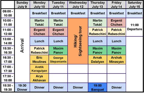 Schedule | Summer School "Statistics and Learning Theory"