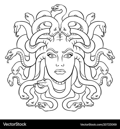 Medusa greek myth creature coloring Royalty Free Vector