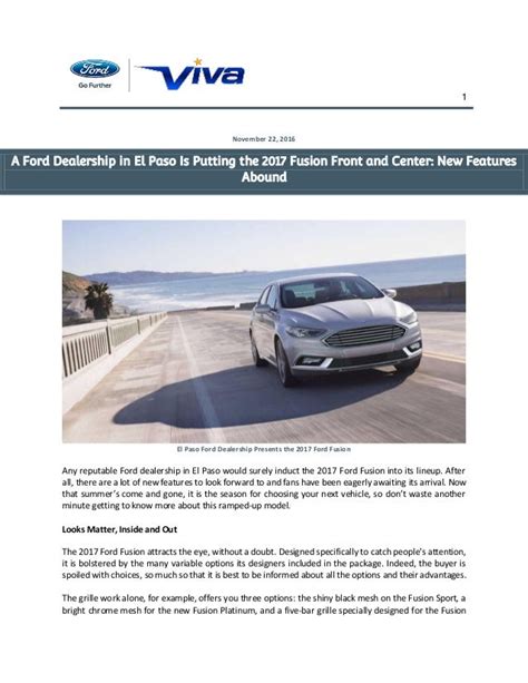 A ford dealership in el paso is putting the 2017 fusion front and center new features abound