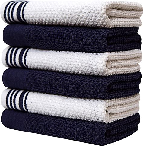 Flat & Terry Towel Highly Absorbent Tea Towels Set with Hanging Loop ...