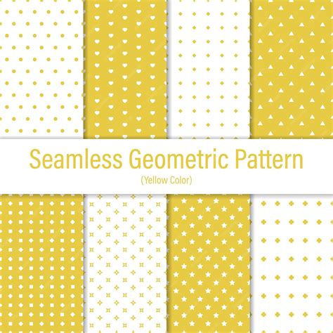 Premium Vector | Yellow And White Seamless Geometric Pattern Set