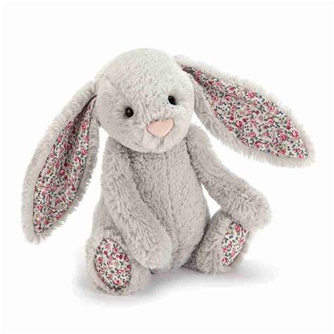 Customisable Jellycat Customisable Plush Bunny - Blossom Silver - Whyzee