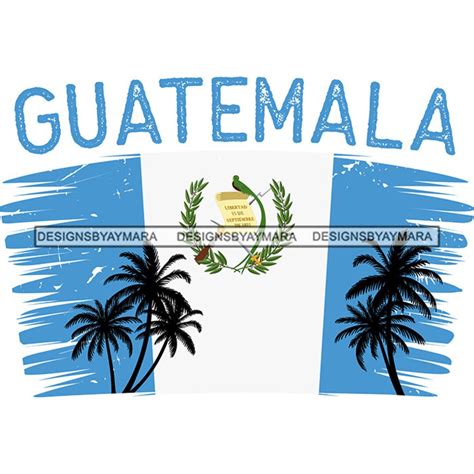 Guatemala Flag Colors Palm Trees Country Blue White Travel Earth Symbol ...