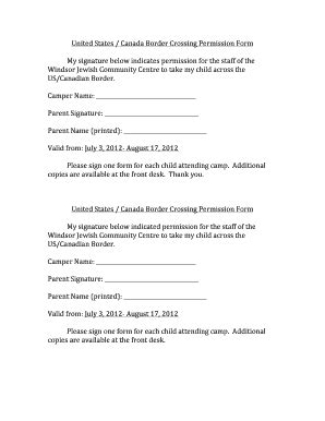 Border Permission Form | pdfFiller