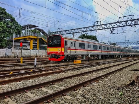 Commuter Line Jakarta-Bekasi Crossing the Rail Line Near Jatinegara ...