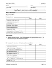 Calorimetry lab report – MTA Production