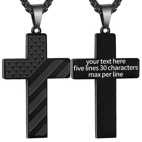 Black Cross Necklaces for Men Boys Stainless Steel Cross Pendant Chain ...