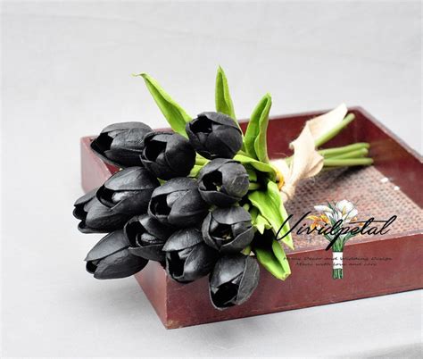 Black Tulip Real Touch Tulip Bouquet , Small Black Bouquet , True Touch ...