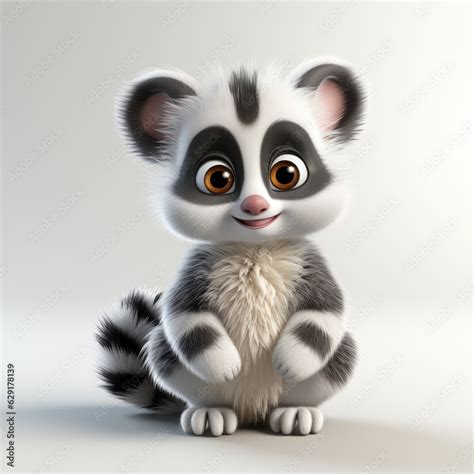 cute madagascar lemur - cartoon illustration created using generative Ai tools Stock ...