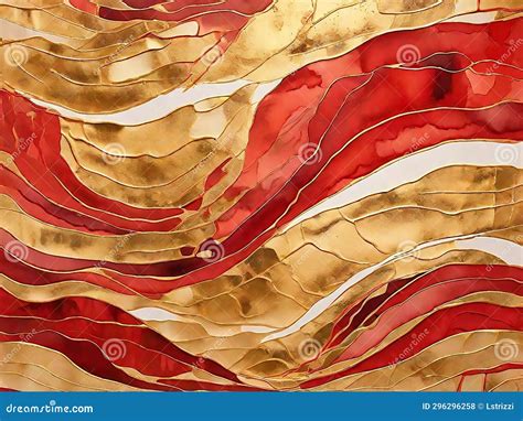 Red and Gold Gradient Pattern with Brush Stroke Texture, Watercolor, Small Evenly Spaced Ripples ...