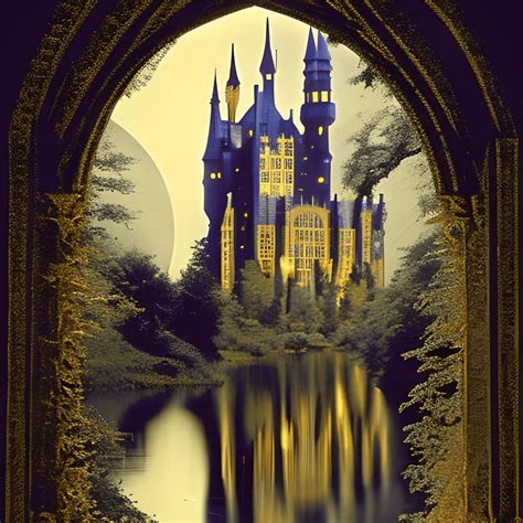 Gothic Castle at Night · Creative Fabrica