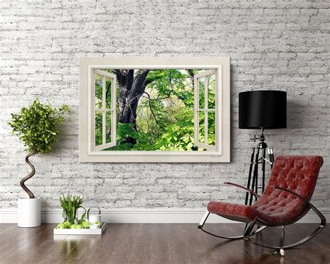 Green Forest Print 3d Window Landscape Wall Art Canvas Wall | Etsy