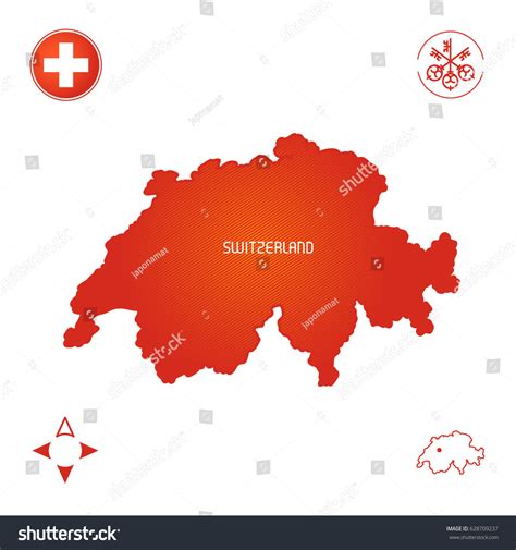 Simple Outline Map Switzerland Stock Vector (Royalty Free) 628709237 ...