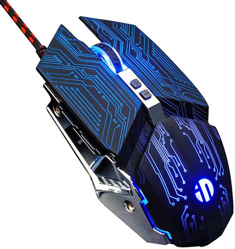 Inphic PW2 Wired Gaming Mouse Silent Click USB Optical Mouse PC Gaming Mouse 4800DPI Ergonomic ...