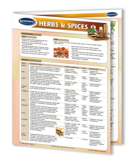 Herbs and Spices Chart - Quick Reference Guide