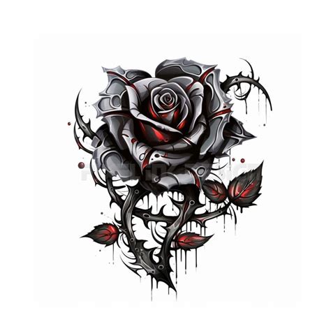 Dark Red Rose Tattoo White Background Download High Resolution Digital Art PNG Transparent ...