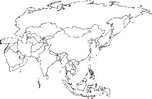 Blank Physical Map of Asia - World Map with Countries