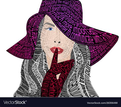 Typographic portrait girl in a hat Royalty Free Vector Image