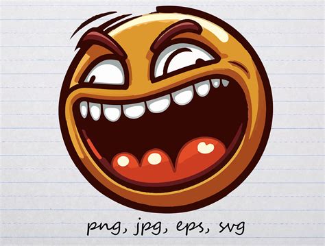 Laughing Maniac Emoji Clipart Vector Graphic Svg Png Jpg Eps - Etsy