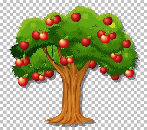 Realistic Cartoon Apple Tree